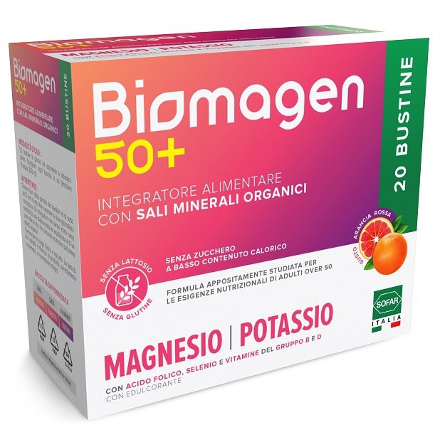 Biomagen 50+ Integratore Magnesio e Potassio Senza Zuccheri 20 Bustine