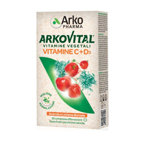 Arkovital Vitamine C + D3 Integratore Difese Immunitarie 20 Compresse Effervescenti