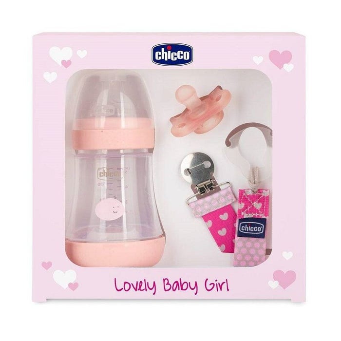 Chicco Set Lovely Baby Girl Biberon+Gommotto+Clip Succhietto Mesi 0+