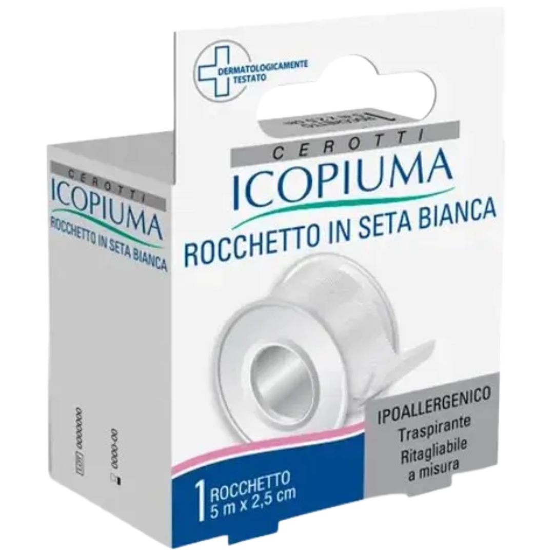 Icopiuma Cerotto Rocchetto In Seta Bianca Ipoallergenico cm 2,5x5 m
