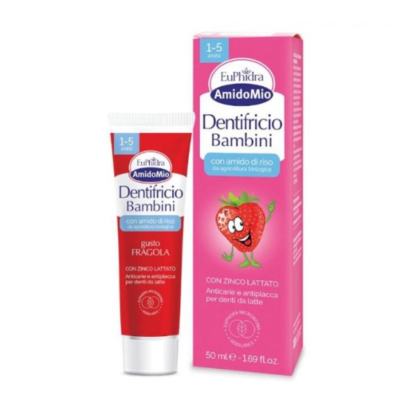 Euphidra Amidomio Dentifricio Anticarie e Antiplacca 1 5 Anni Gusto Fragola 50ml