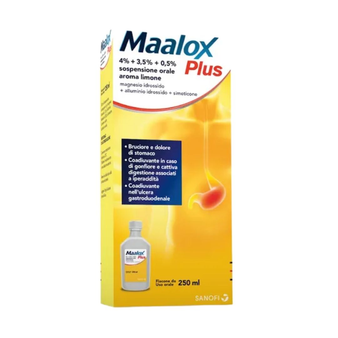 Maalox Plus 4% + 3,5% + 0,5% Sospensione Orale Aroma Menta Flacone In Pet Da 250 Ml