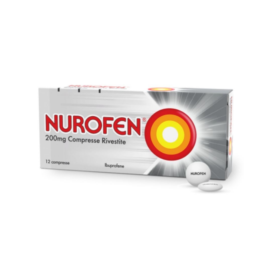 Nurofen 200 Mg 12 Compresse Rivestite Ibuprofene funzione antinfiammatoria e antidolorifica contro febbre, mal di testa,  dolori muscolari e articolari
