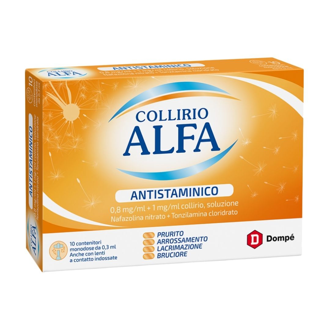 Collirio Alfa Antistam 0,8 Mg/Ml + 1 Mg/Ml Collirio, Soluzione 10 Contenitori Monodose 0,3 Ml