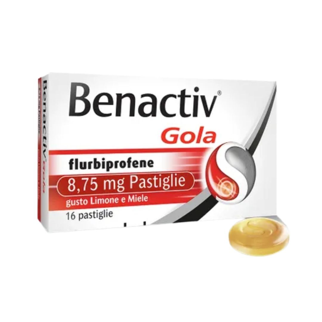 Benactiv Gola Gusto Limone e Miele 16 Pastiglie per il Mal di Gola