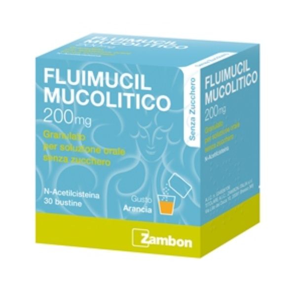 Fluimucil Mucol 200 Mg Granulato Per Soluzione Orale Senza Zucchero 30 Bustine