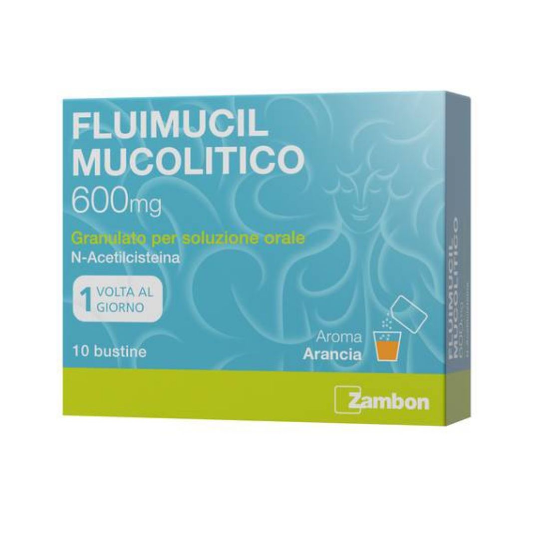 Fluimucil Mucol 600 Mg Granulato Per Soluzione Orale Senza Zucchero, 10 Bustine