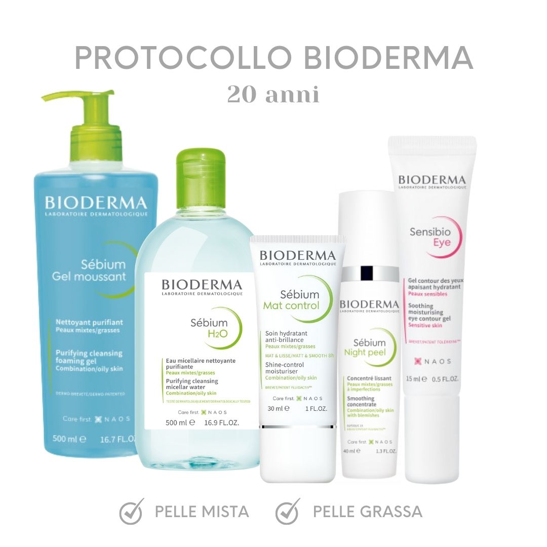 Skincare Protocollo Bioderma per Pelle da Mista a Grassa 20 Anni