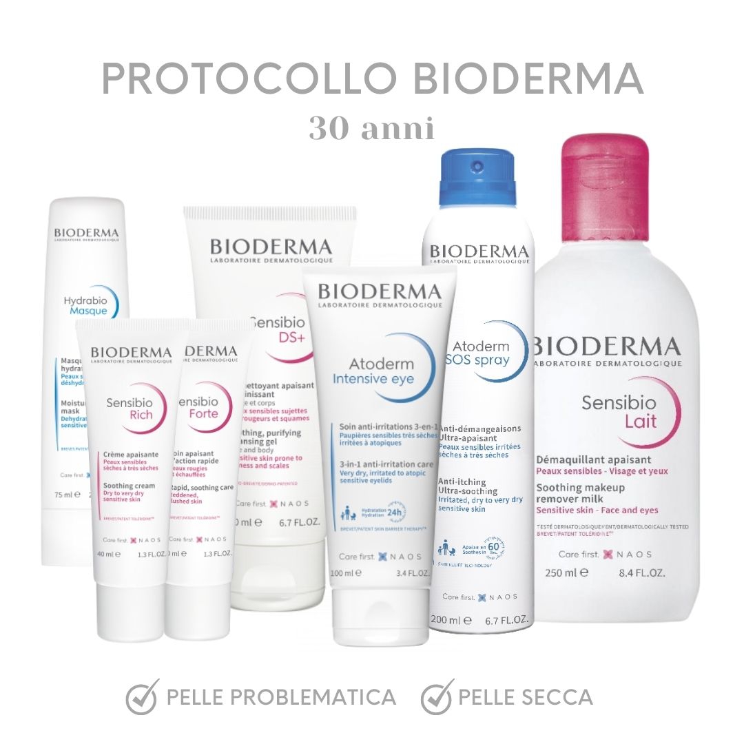 Skincare Protocollo Bioderma Pelle da Secca a Secca Problematica 30 Anni