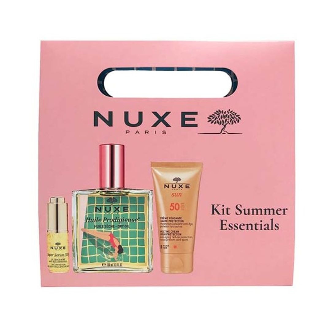 Nuxe Kit Summer Essentials Protezione SPF50 + Olio Prodigioso + Super Serum