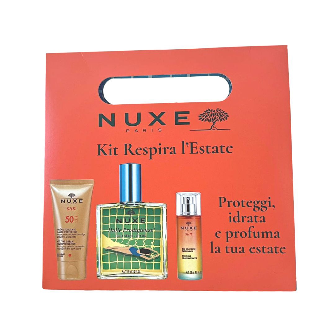 Nuxe Kit Respira L'Estate: Olio Secco+Acqua Profumata+Crema Fondente Viso SPF50