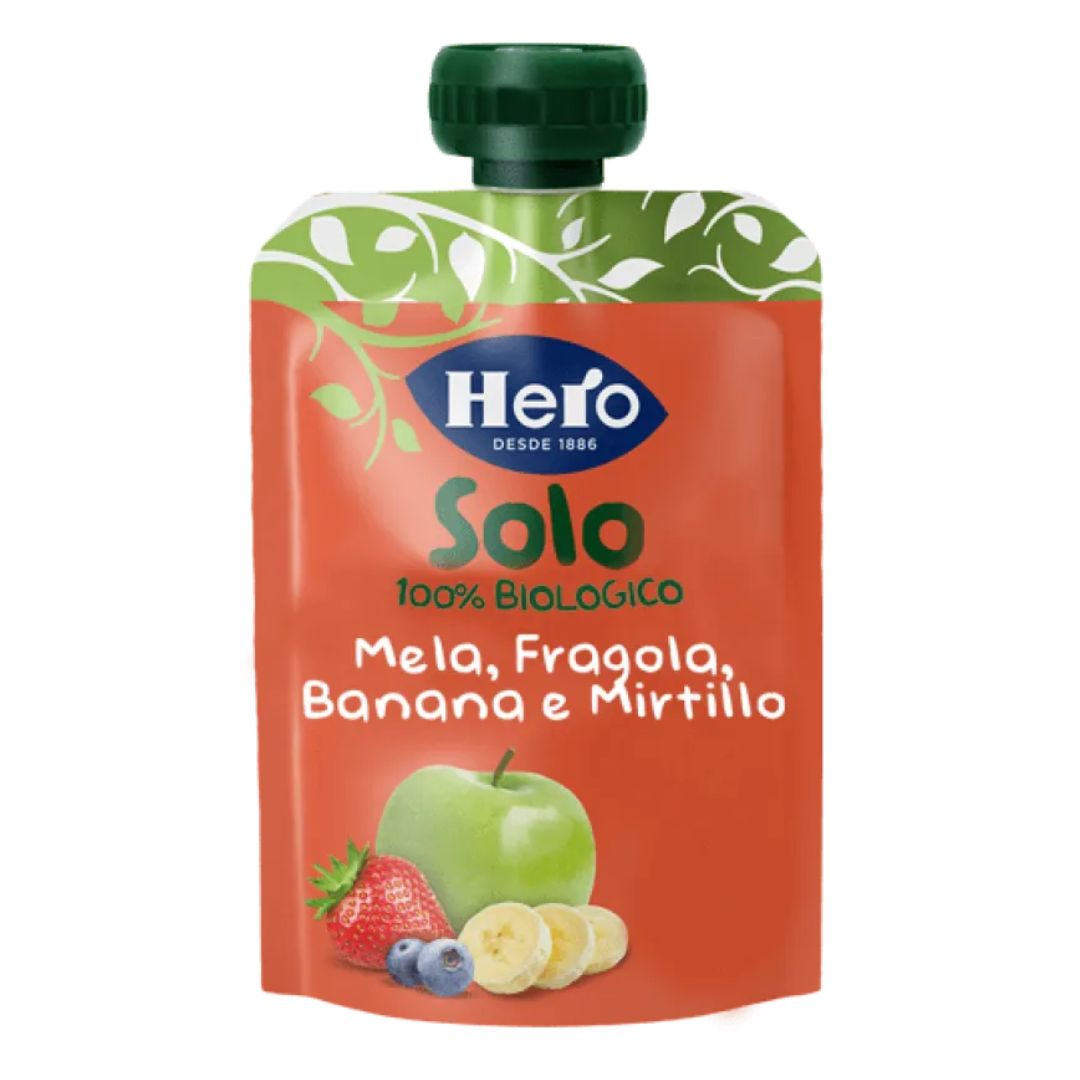 Hero Solo 100% Biologico Mela, Fragola, Banana e Mirtillo 100 gr