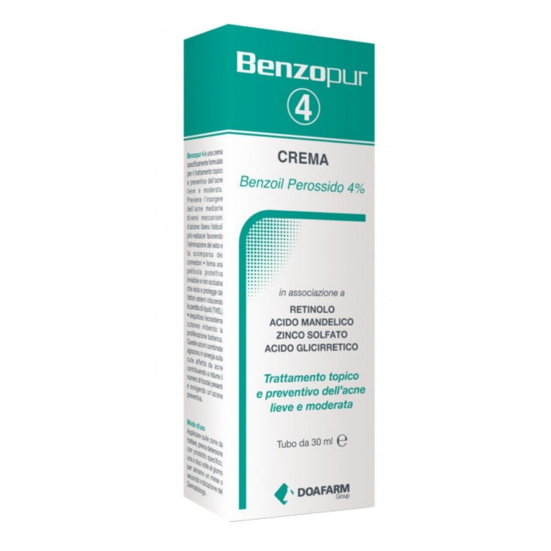 Benzopur 4 Crema Viso per il Trattamento dell'Acne 30 ml