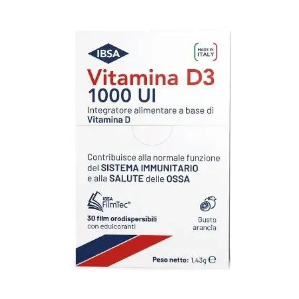 Ibsa Vitamina D3 1000 UI Integratore Difese Immunitarie 30 Film Orodispersibili