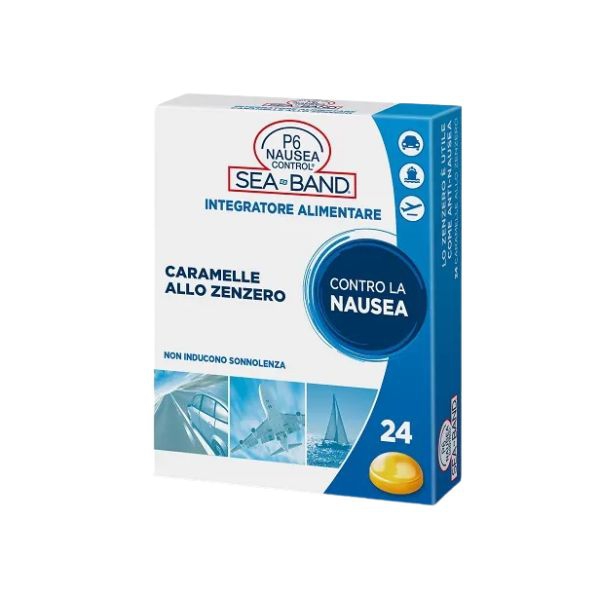 P6 Nausea Control Sea Band Caramelle Antinausea Viaggio Allo Zenzero 24 Pezzi