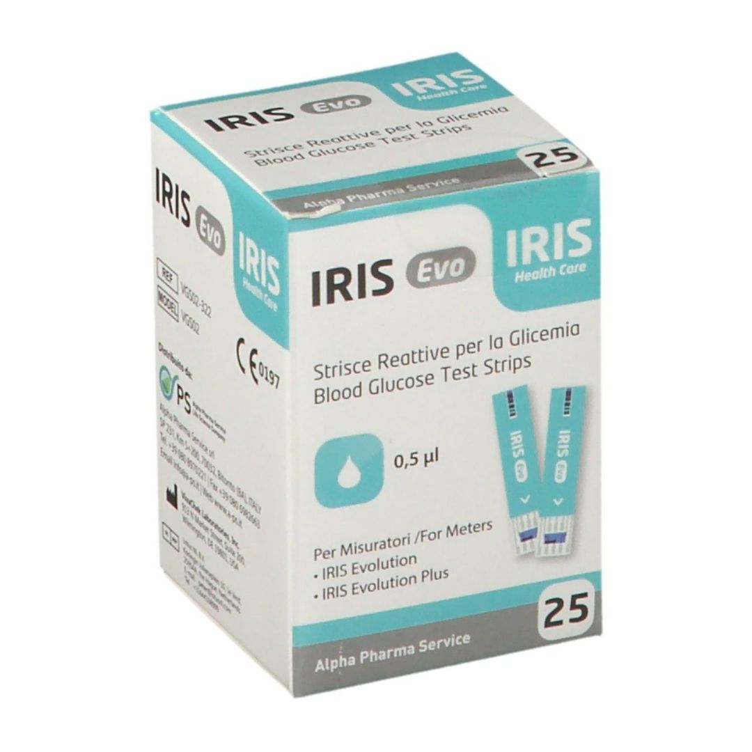 Iris Evo Strisce Reattive per la Misurazione della Glicemia 25 Pezzi