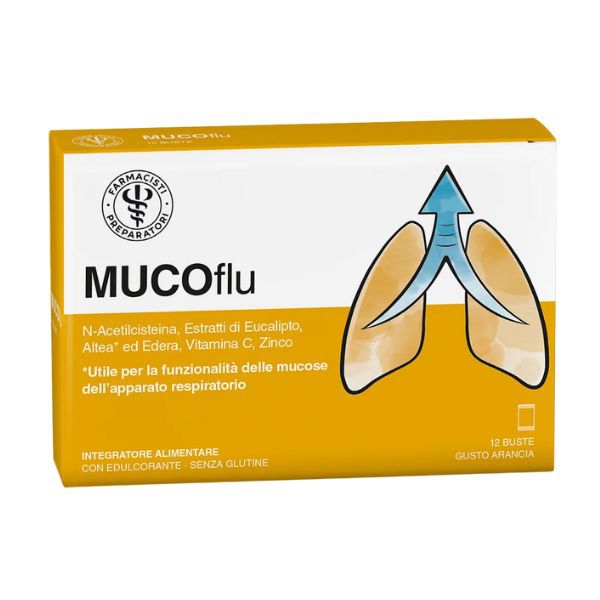 Unifarco Mucoflu Integratore per il Sistema Immunitario Gusto Arancia 12 Bustine