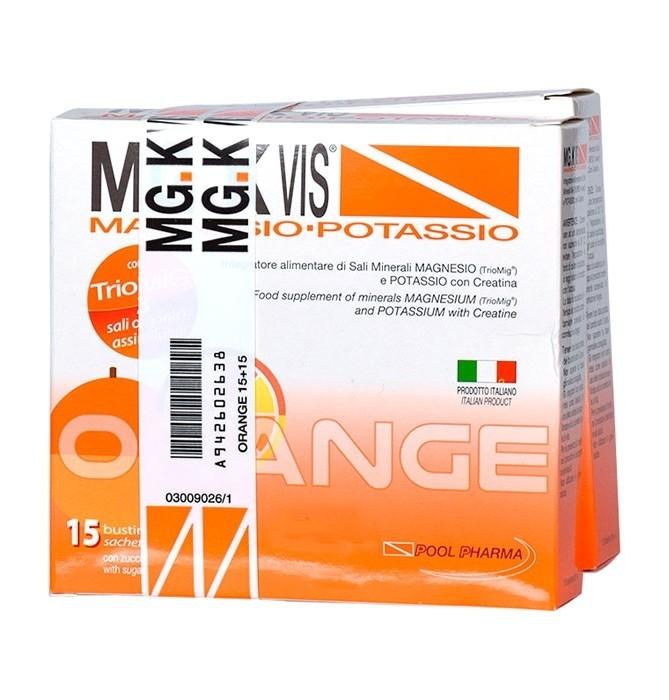 Mgk Vis Magnesio Potassio Orange Integratore Alimentare 15 Bustine + 15 Bustine