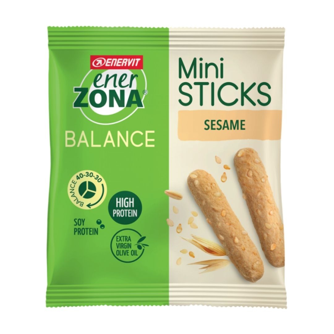 Enerzona Mini Sticks Balance 40-30-30 con Proteine Vegetali e Semi di Sesamo 22g