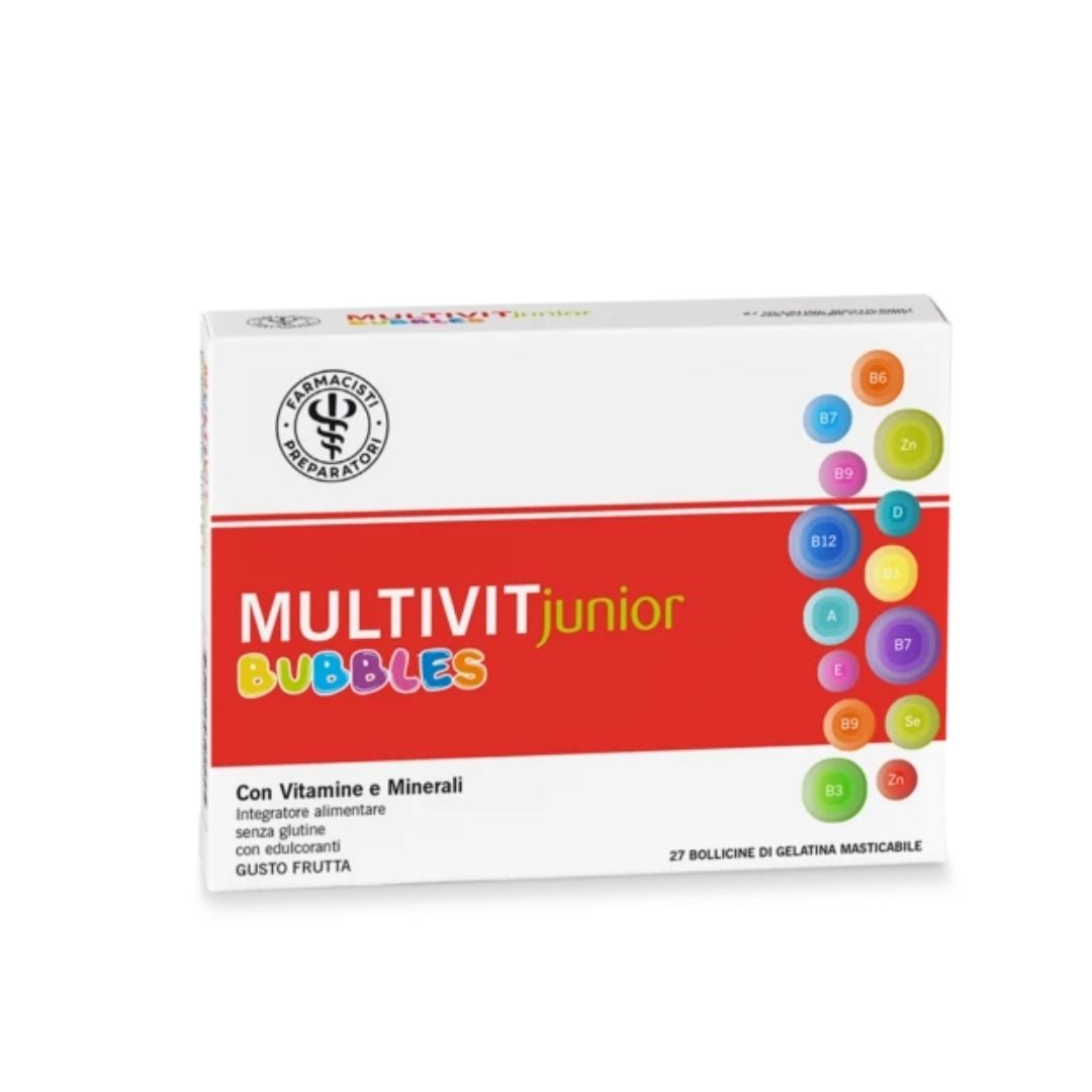 Unifarco Multivit Junior Bubbles Integratore Vitamine Minerali 27Gelatine Frutta