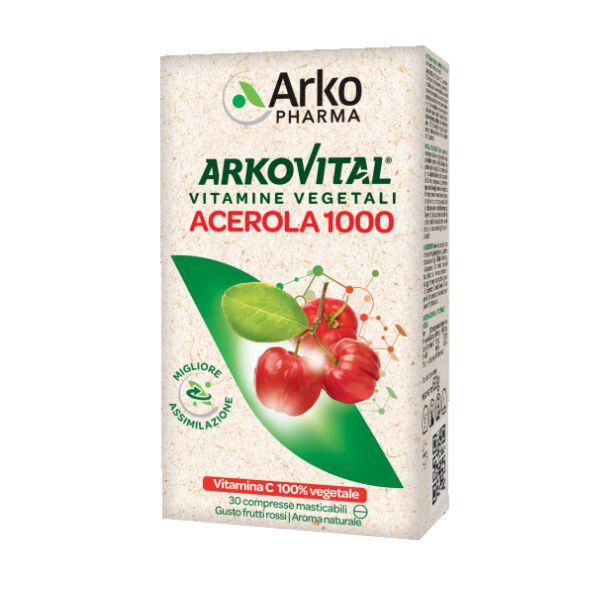 Arkofarm Arkovital Acerola 1000 Integratore di Vitamina C 30 Compresse Masticabili