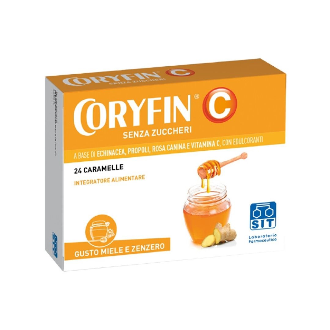 Coryfin C Integratore Alimentare Senza Zucchero Miele Zenzero 24 Caramelle