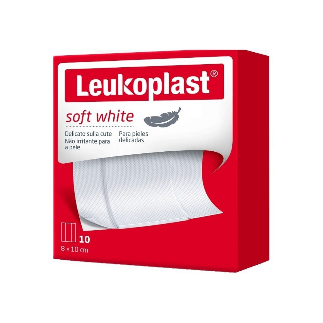 Leukoplast Soft White Cerotti Delicati sulla Cute 8x10 cm 10 Pezzi