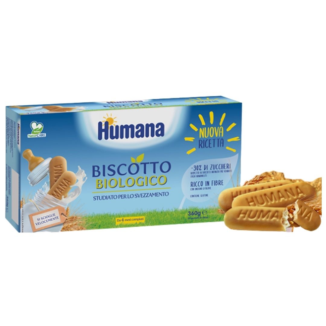 Humana Biscotto Baby Biologico Senza Olio di Palma 2 Sacchetti da 180 g