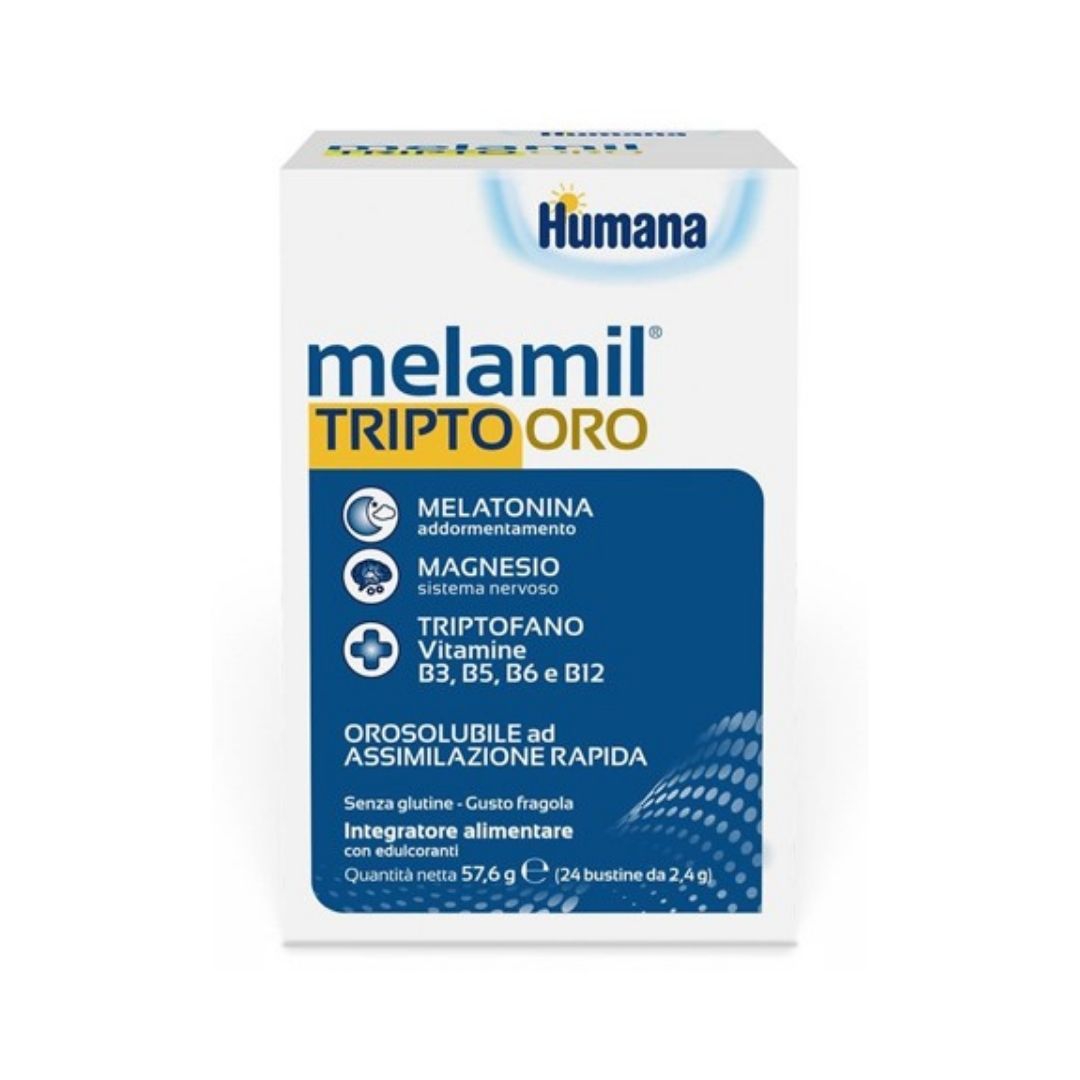 Humana Melamil Tripto Oro Melatonina Magnesio Triptofano e Vitamine 24 Bustine