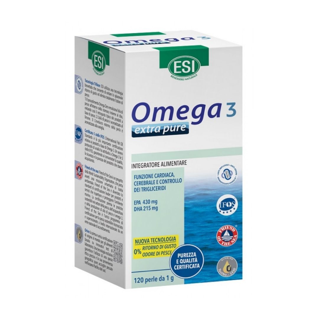 Esi Omega 3 Extra Pure Integratore per la Funzione Cardiaca e Celebrale 120Perle