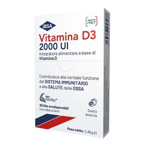 Vitamina D3 2000 UI Integratore per il Sistema Immunitario Arancia 30 Film Orali