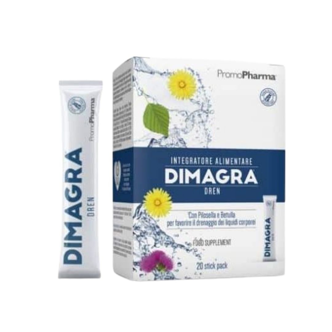 Promopharma Dimagra Dren Integratore Drenaggio dei Liquidi 20 Stick Da 15 ml