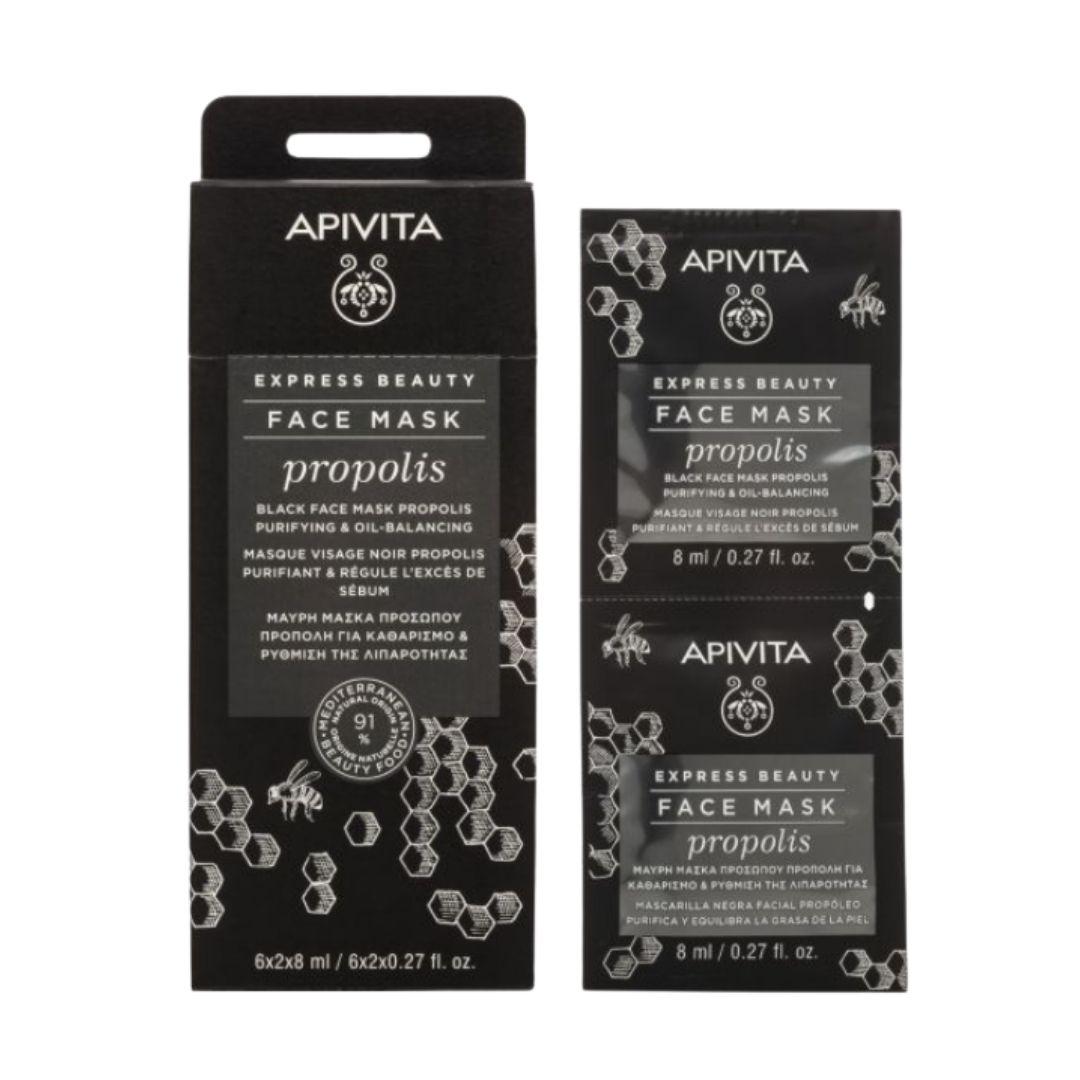 Apivita Express Beauty Maschera Nera Purificante Equilibrante Pelli Grasse 2x8ml