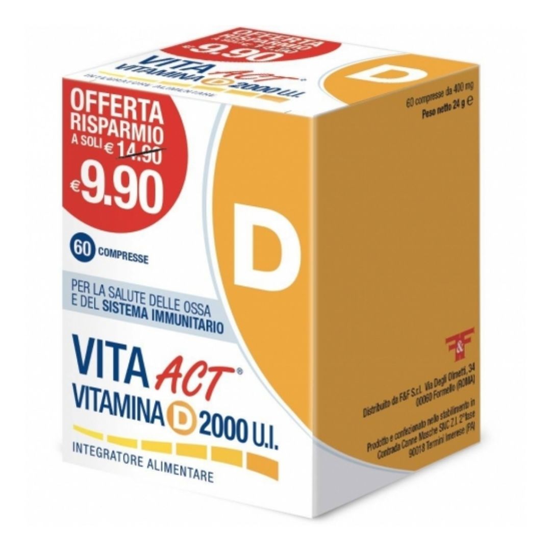 Vita Act Vit D 2000 UI Integratore per il Sistema Immunitario 60 Compresse
