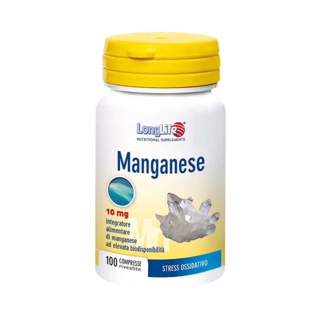 Longlife Manganese 10 mg Integratore Alimentare Antiossidante 100 Compresse