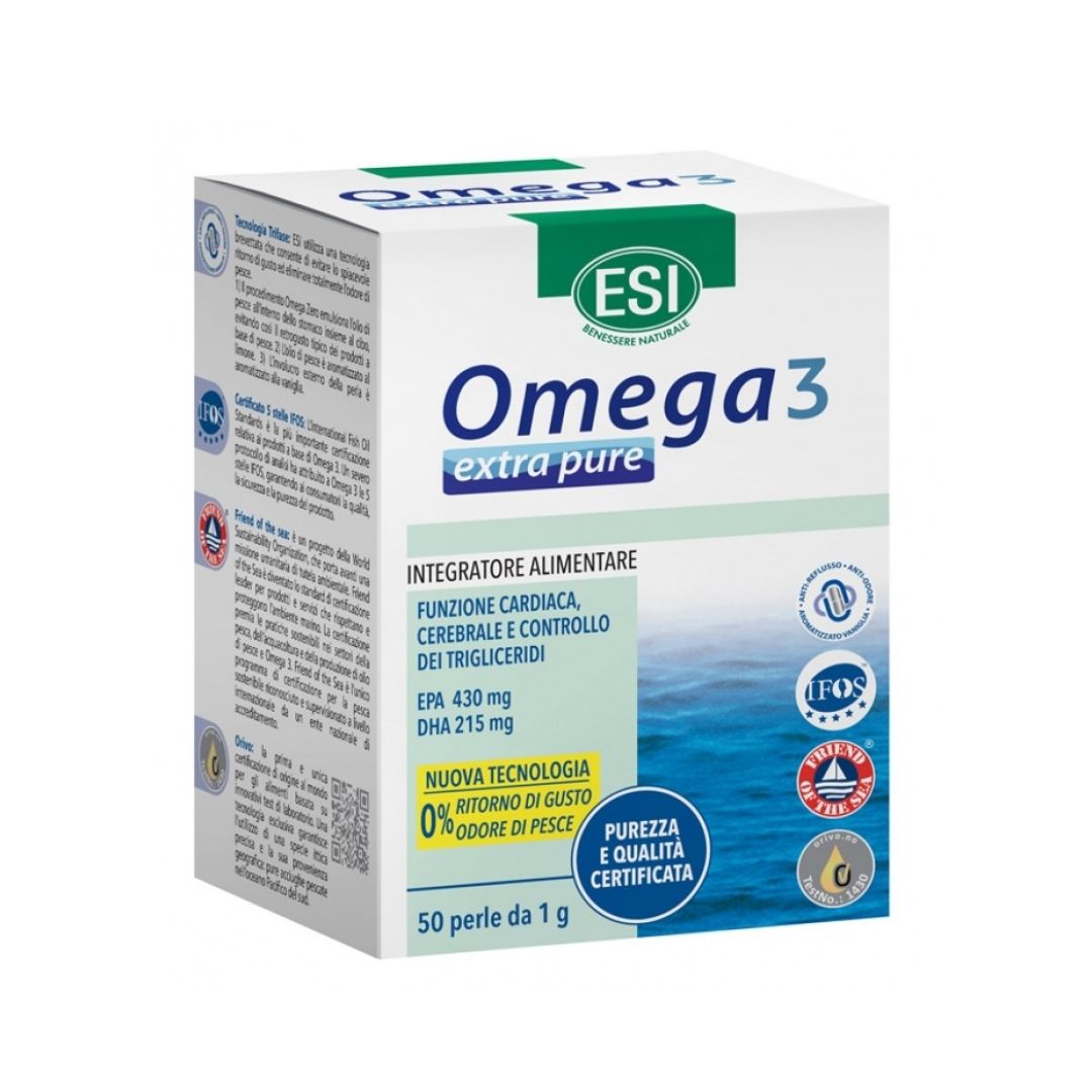 Esi Omega 3 Extra Pure Integratore per la Funzione Cardiaca e Celebrale 50 Perle