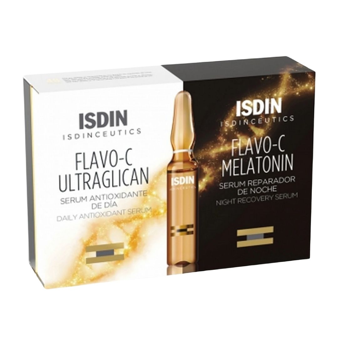 ISDIN Isdinceutics Flavo-C Melatonin + Ultraglican Siero Giorno e Notte 20 Fiale