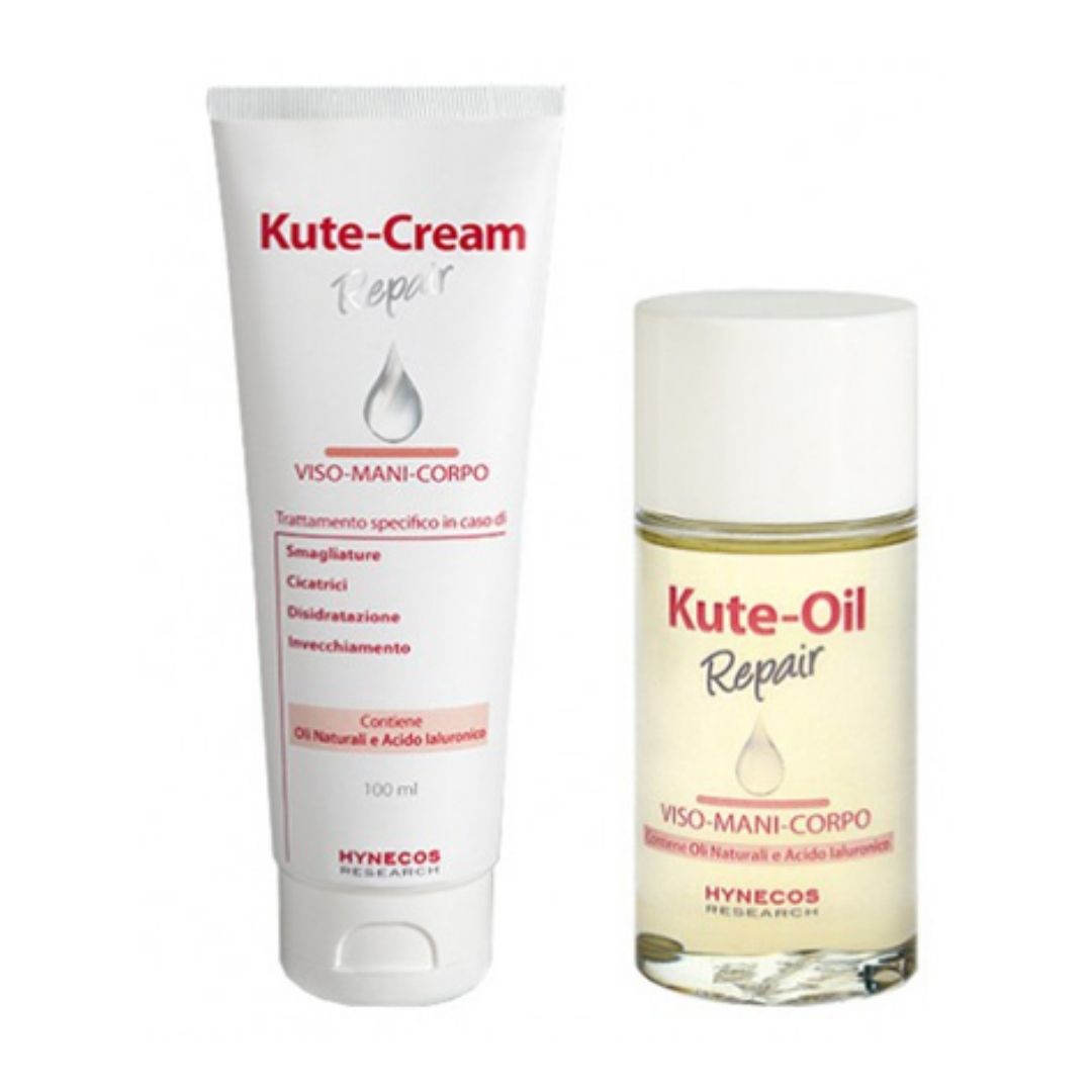 Kute Oil Repair 60 ml + Kute Cream Repair 100 ml per Smagliature e Pelle Secca