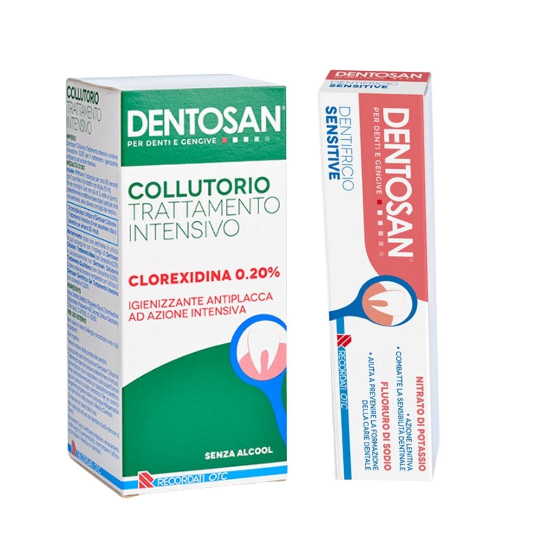 Dentosan Collutorio Clorexidina 0,20% 200 ml + Dentifricio Sensitive 75 ml