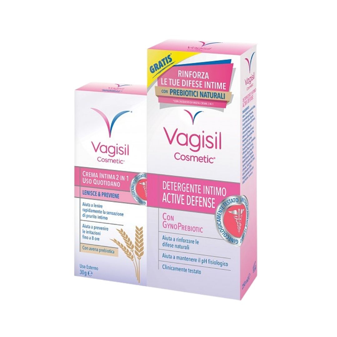 Vagisil Cosmetic Crema Intima 2In1 30 g + Active Defense Detergente Intimo 250 ml