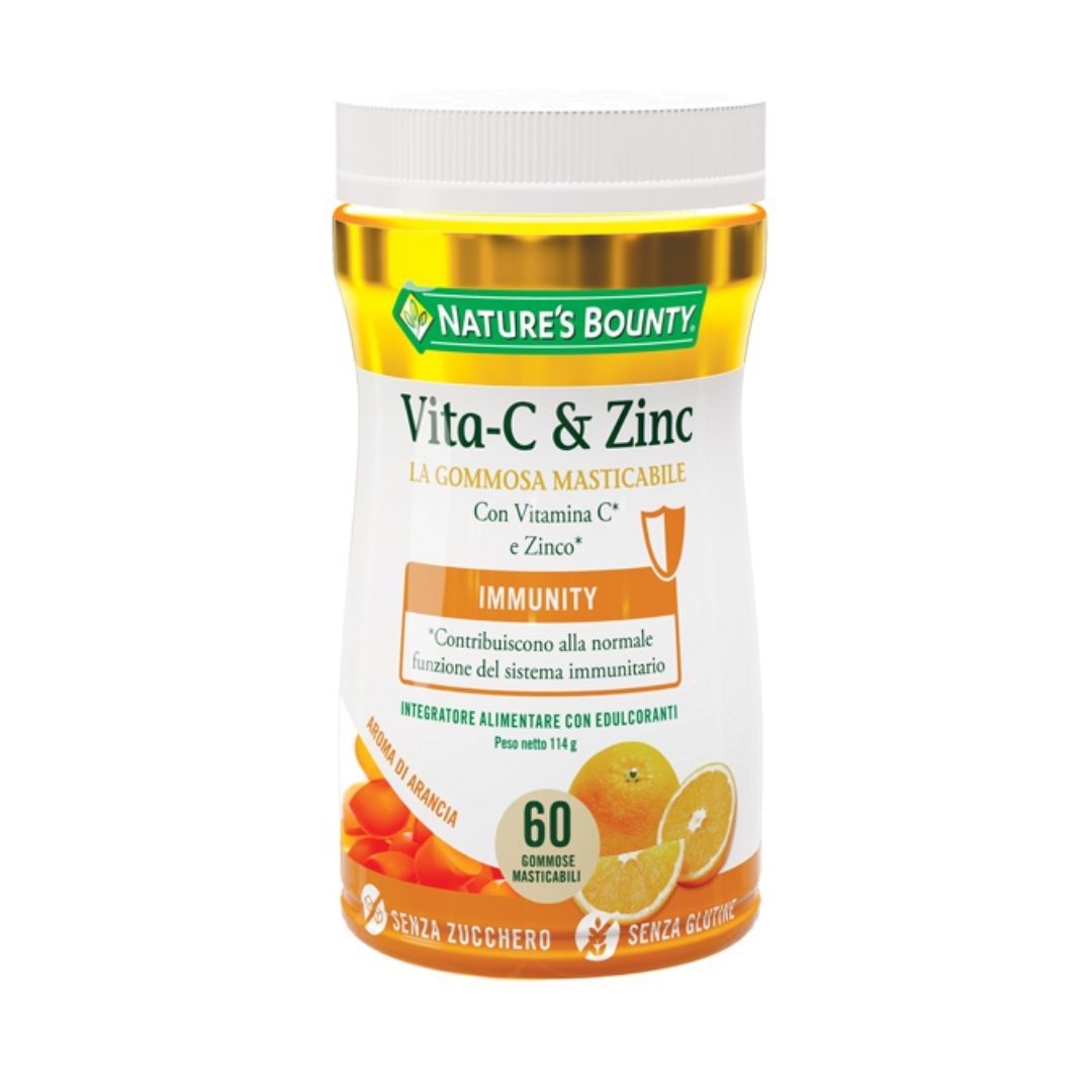 Nature s Bounty Vita cezinc Integratore di Vitamina C e Zinco 60 Gommose