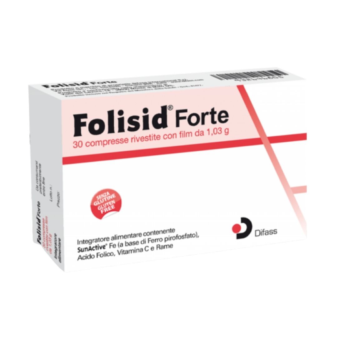 Folisid Forte Integratore con Ferro  Acido Folico Vitamina C e Rame 30 compresse