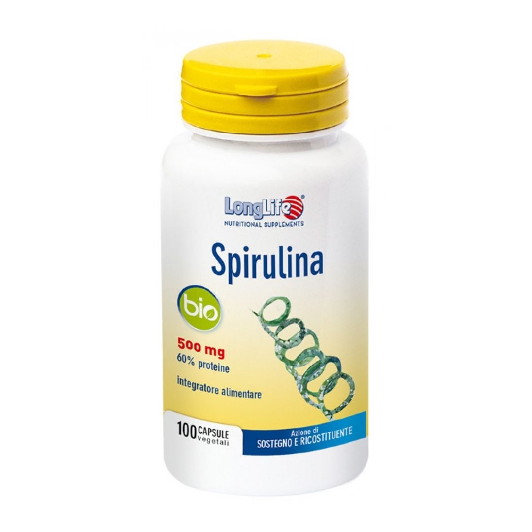 Longlife Spirulina Bio 500 Mg Integratore Alimentare 100 Capsule Vegetali