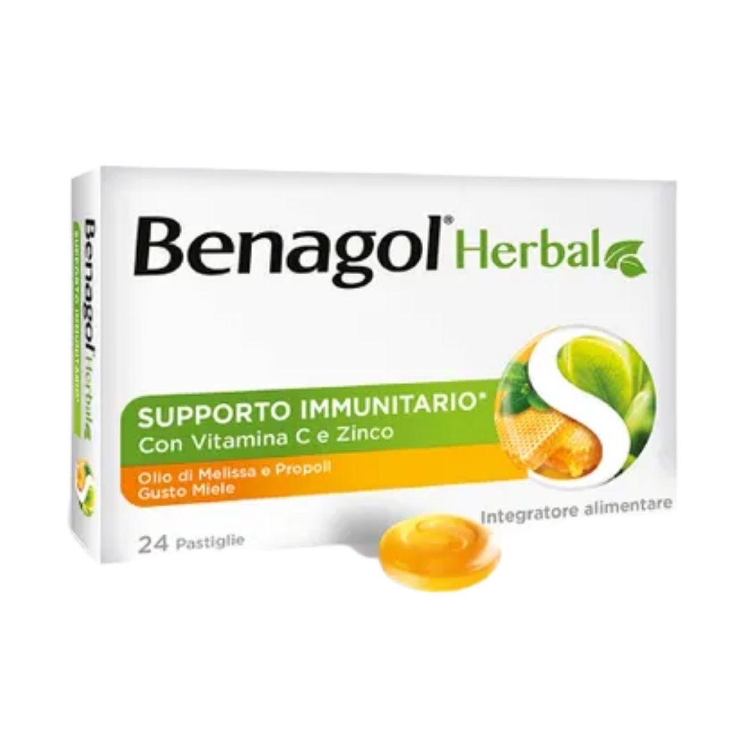 Benagol Herbal Supporto Immunitario Integratore Gusto Miele 24 Pastiglie