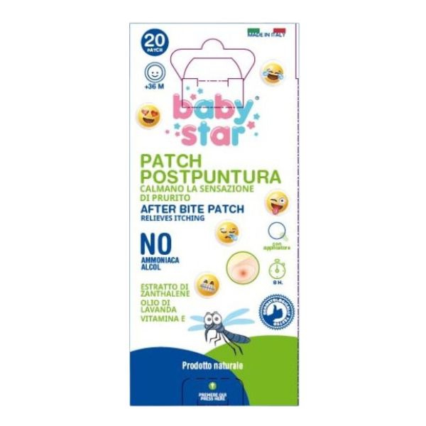 Babystar Natural Patch Post Puntura con Emoji Senza Ammoniaca 20 Pezzi