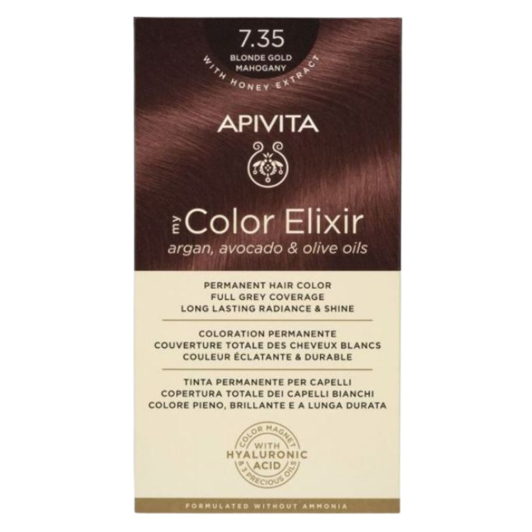 Apivita Hair Color Kit Tinta per Capelli N7.35 Biondo Dorato Mogano