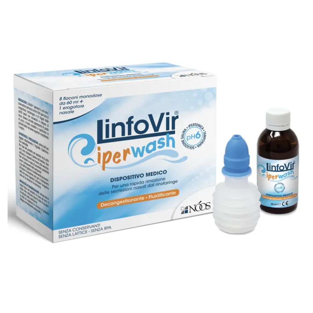 Linfovir Iperwash Soluzione Salina Ipertonica 8 Flaconi da 60 ml