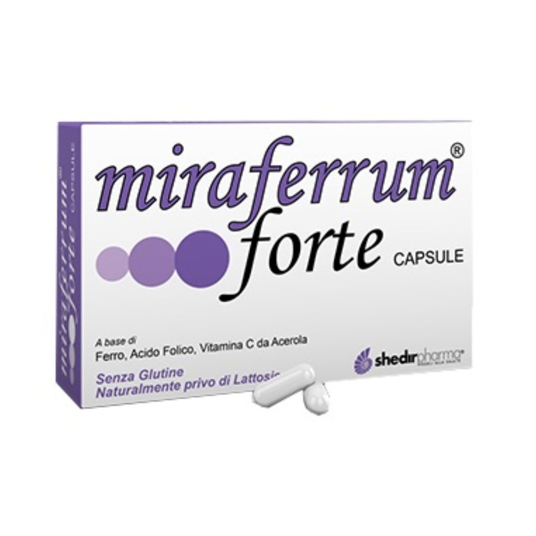 Miraferrum Forte Integratore di Ferro, Acido Folico e Vitamina C 30 Capsule