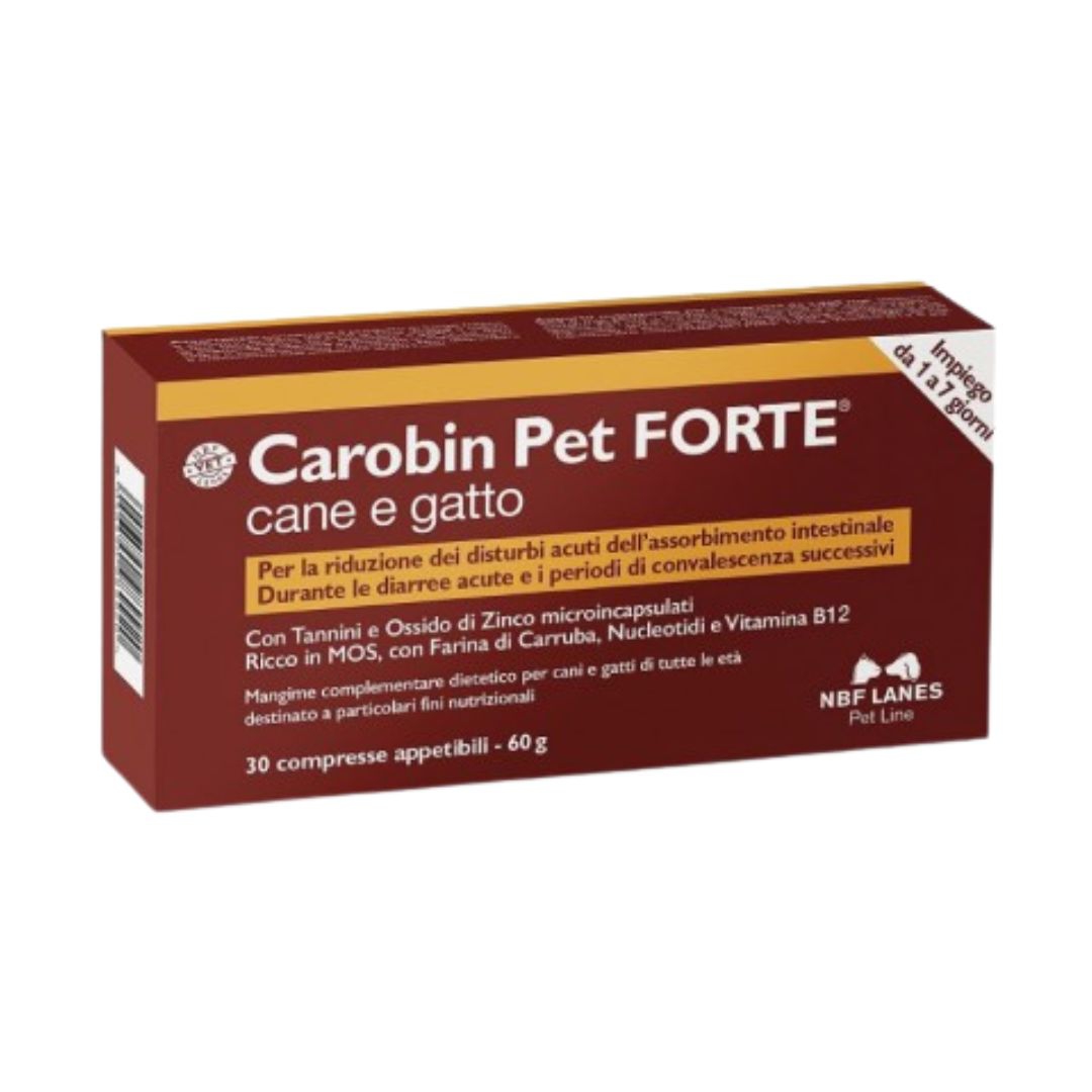 Carobin Pet Forte Cane e Gatto Per La Riduzione Dei Disturbi Intestinali 30cpr