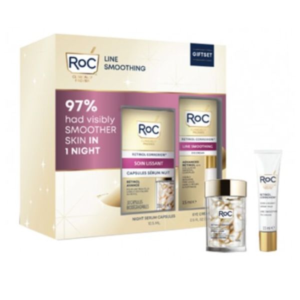 Roc Line Smoothing Kit Xmas Siero Viso Notte in Capsule + Contorno Occhi